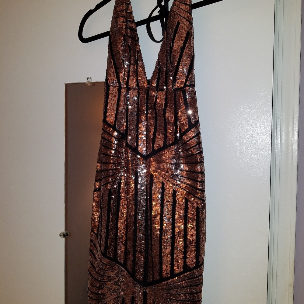 Sequin dress copper color
